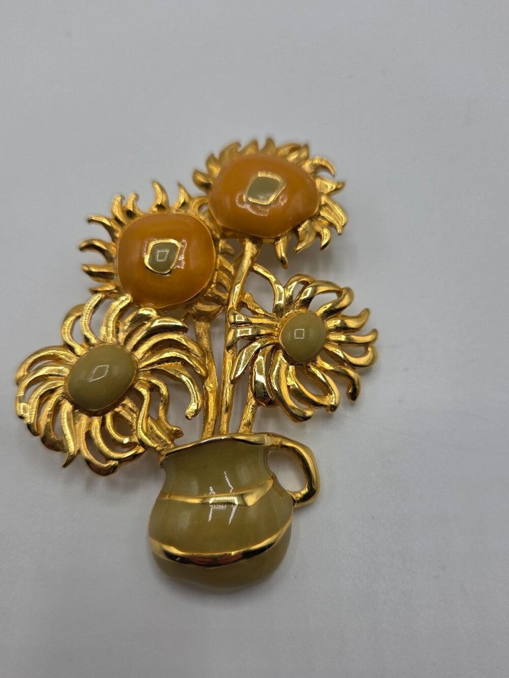 Signed Eisenberg Van Gogh Sunflowers Artists' Series Brooch